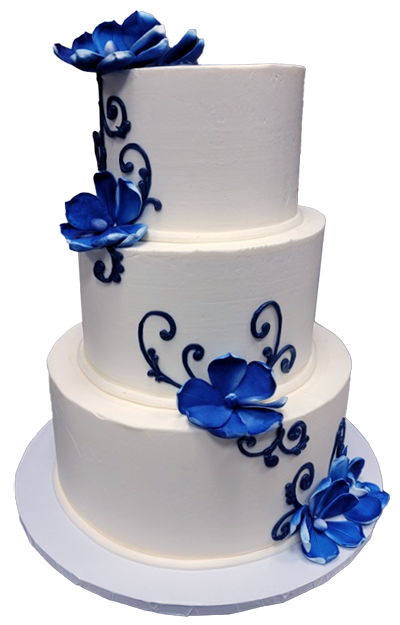 three-tier-wedding-cake-with-blue-flowers-temecula-bakery